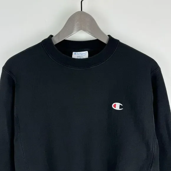 Champion Reverse Weave Crewneck Sweatshirt Mens Size Small Black Pullover - Picture 2 of 14